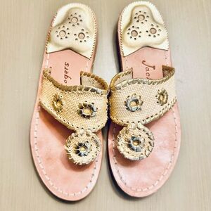 Jack Rogers jacks raffia Women's Gold and Raffia Sandals size 5m